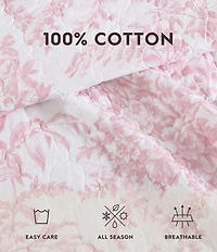 Laura Ashley Bedford Pink Floral Cotton Reversible Quilt Mini Set
