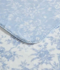 Laura Ashley Bedford Printed Plush Blue Reversible Throw Blanket