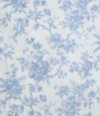 Laura Ashley Bedford Printed Plush Blue Reversible Throw Blanket