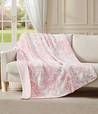 Laura Ashley Bedford Printed Plush Reversible Throw Blanket