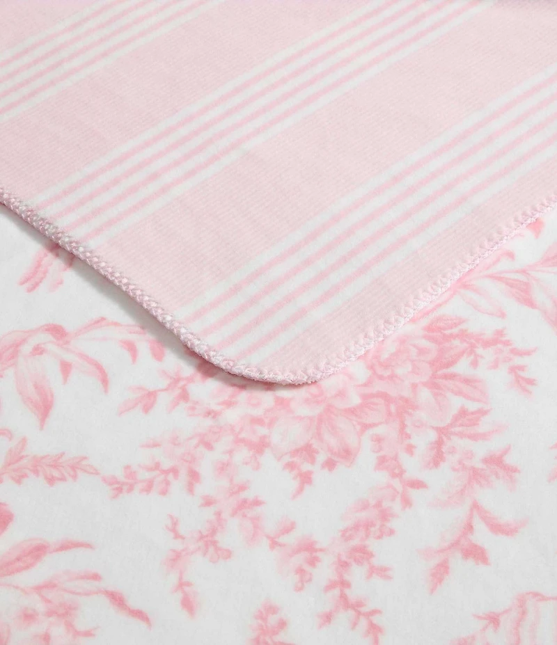 Laura Ashley Bedford Printed Plush Reversible Throw Blanket