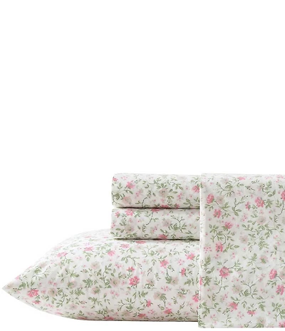 Laura Ashley Bonnie Pink Floral Cotton Percale Sheet Set