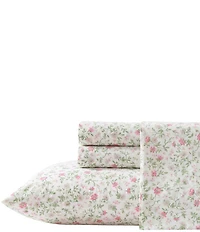 Laura Ashley Bonnie Pink Floral Cotton Percale Sheet Set