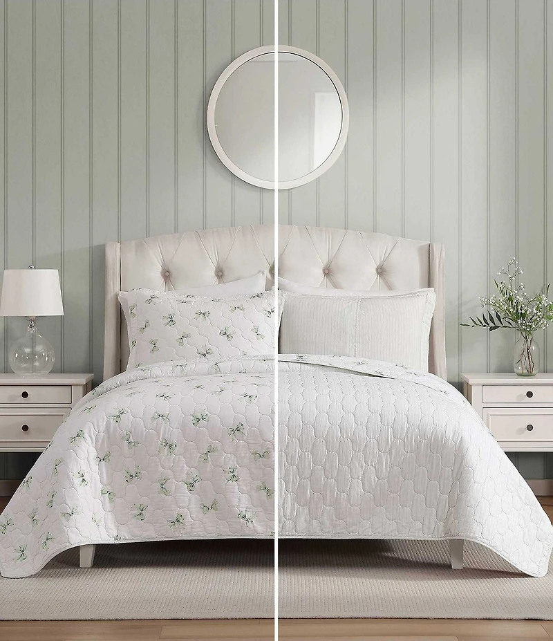 Laura Ashley Bouncy Bows Cotton Reversible Quilt Mini Set