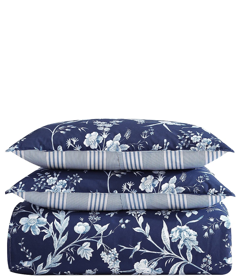 Laura Ashley Branch Toile Blue 7-Piece Reversible Comforter Bonus Set