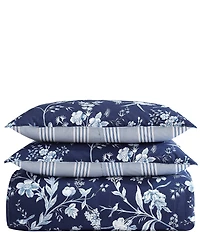 Laura Ashley Branch Toile Blue 7-Piece Reversible Comforter Bonus Set