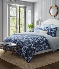 Laura Ashley Branch Toile Blue 7-Piece Reversible Comforter Bonus Set