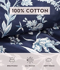 Laura Ashley Branch Toile Blue 7-Piece Reversible Comforter Bonus Set