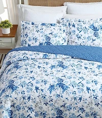 Laura Ashley Breezy Floral Blue Reversible Quilt Mini Set