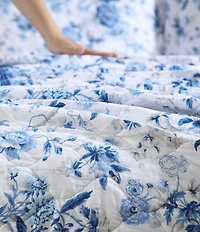 Laura Ashley Breezy Floral Blue Reversible Quilt Mini Set