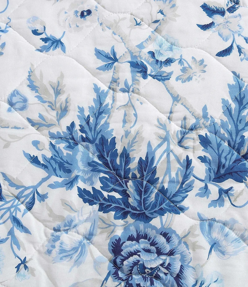 Laura Ashley Breezy Floral Blue Reversible Quilt Mini Set