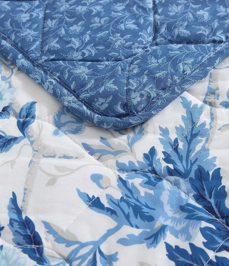 Laura Ashley Breezy Floral Blue Reversible Quilt Mini Set