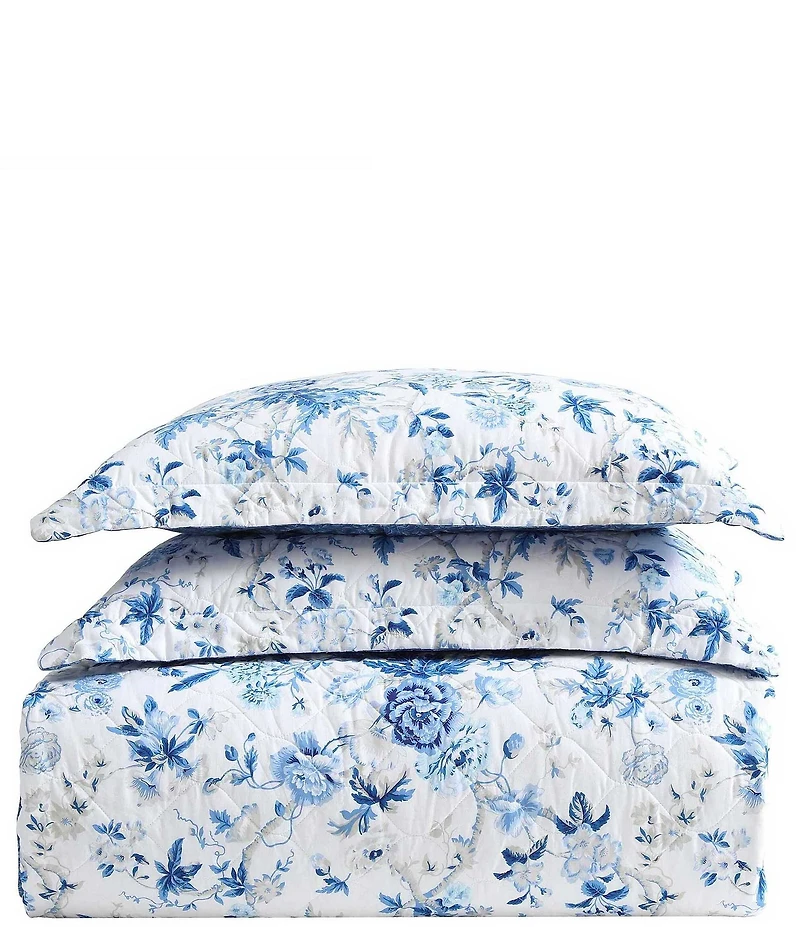 Laura Ashley Breezy Floral Blue Reversible Quilt Mini Set