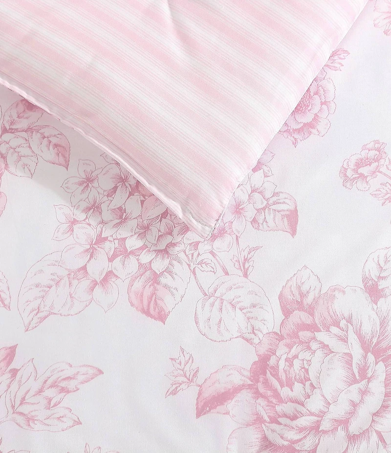 Laura Ashley Delphine Oversized Floral Blooms Cotton Reversible Comforter Mini Set