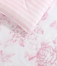 Laura Ashley Delphine Oversized Floral Blooms Cotton Reversible Comforter Mini Set