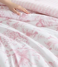 Laura Ashley Delphine Oversized Floral Blooms Cotton Reversible Comforter Mini Set