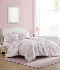 Laura Ashley Delphine Oversized Floral Blooms Cotton Reversible Comforter Mini Set