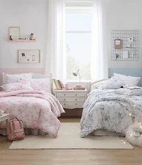 Laura Ashley Delphine Oversized Floral Blooms Cotton Reversible Comforter Mini Set