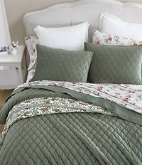 Laura Ashley Diamond Stitch Plush Velvet Quilt Bonus Set