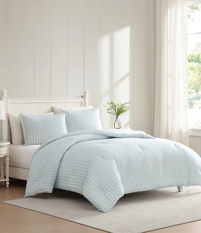 Laura Ashley Dilly Dally Stripe Reversible Cotton Comforter Mini Set