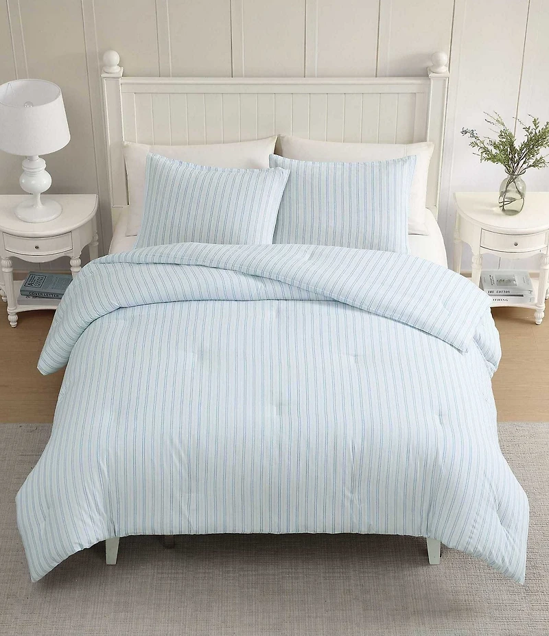 Laura Ashley Dilly Dally Stripe Reversible Cotton Comforter Mini Set