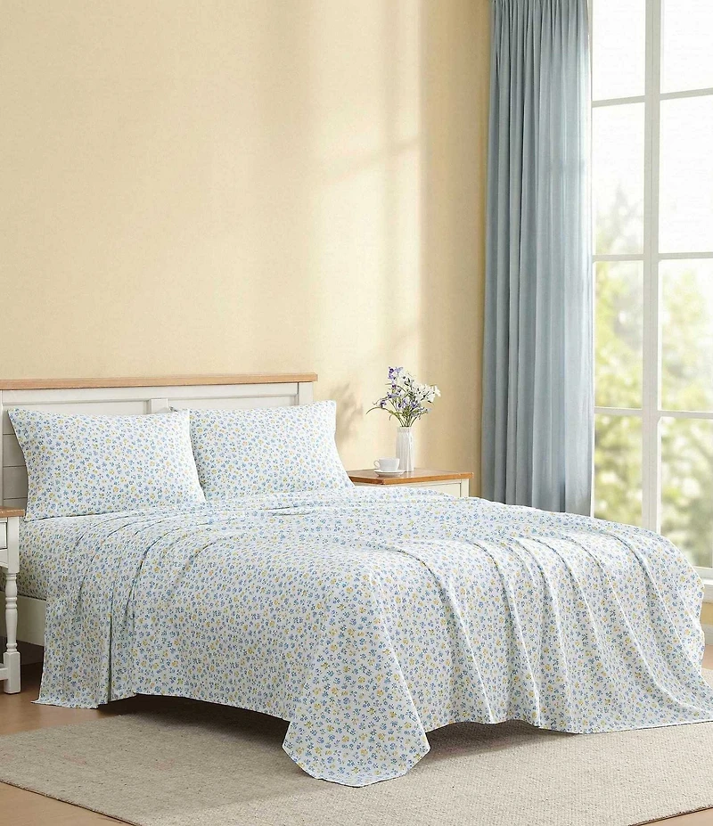 Laura Ashley Ditsy Floral Doodle Cotton Percale Sheet Set