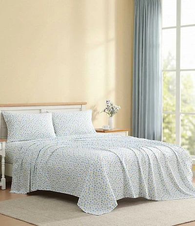 Laura Ashley Ditsy Floral Doodle Cotton Percale Sheet Set