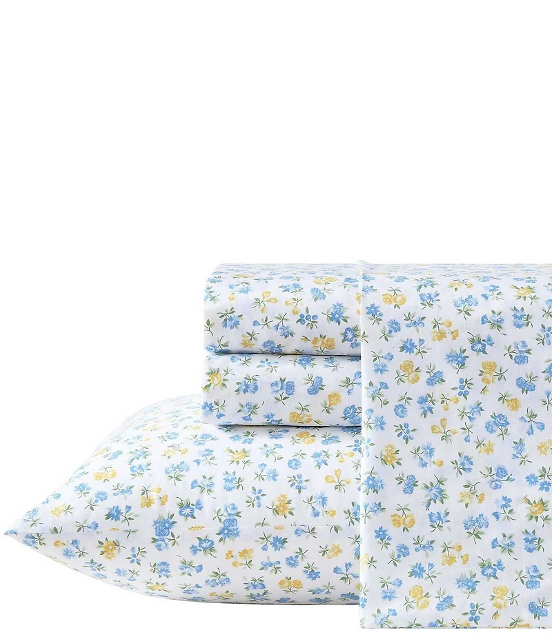 Laura Ashley Ditsy Floral Doodle Cotton Percale Sheet Set