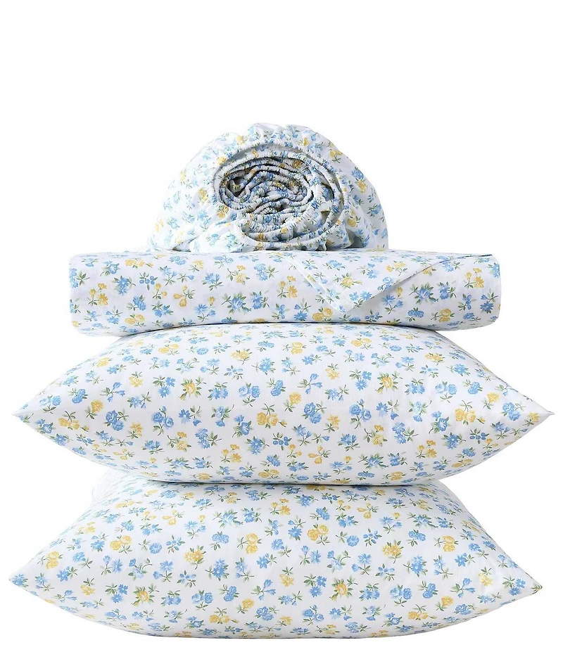 Laura Ashley Ditsy Floral Doodle Cotton Percale Sheet Set