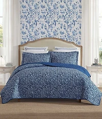 Laura Ashley Elaina Indigo Blue Cotton Reversible Quilt Mini Set