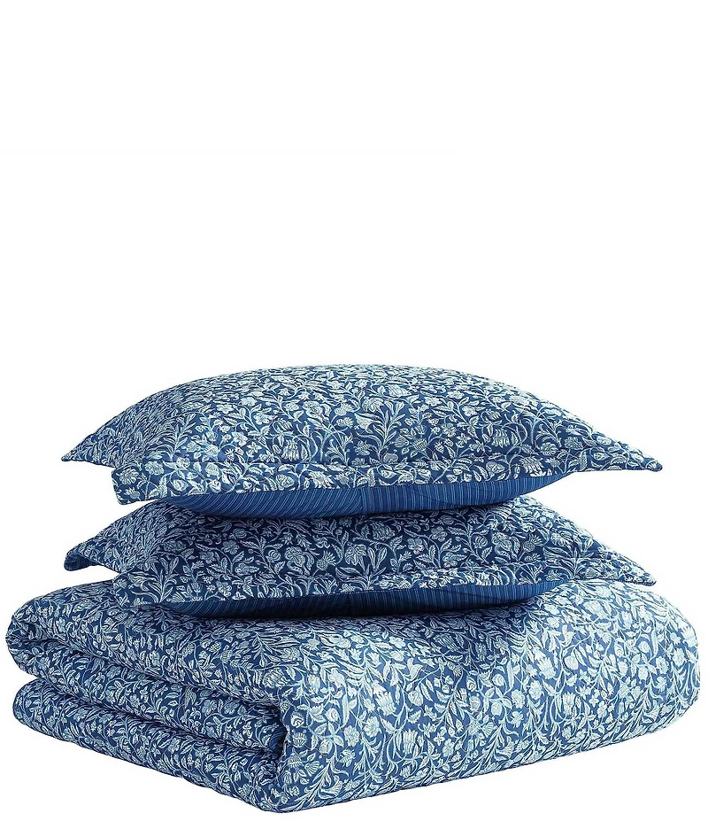 Laura Ashley Elaina Indigo Blue Cotton Reversible Quilt Mini Set
