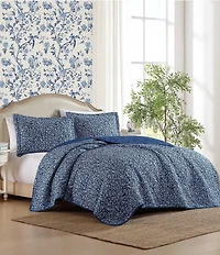 Laura Ashley Elaina Indigo Blue Cotton Reversible Quilt Mini Set