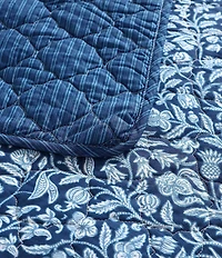 Laura Ashley Elaina Indigo Blue Cotton Reversible Quilt Mini Set