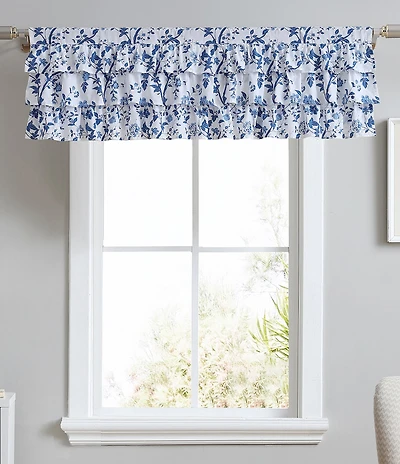 Laura Ashley Elise Vintage Inspired Floral Tiered Ruffle Window Valance