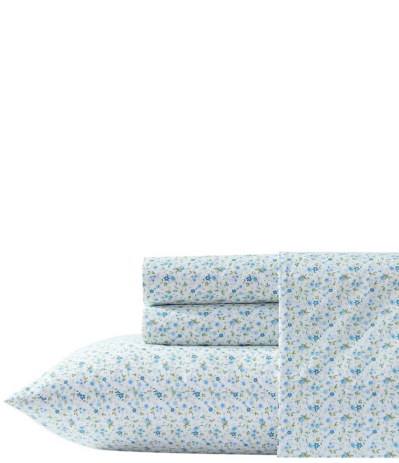 Laura Ashley Evie Floral Cotton Percale Sheet Set
