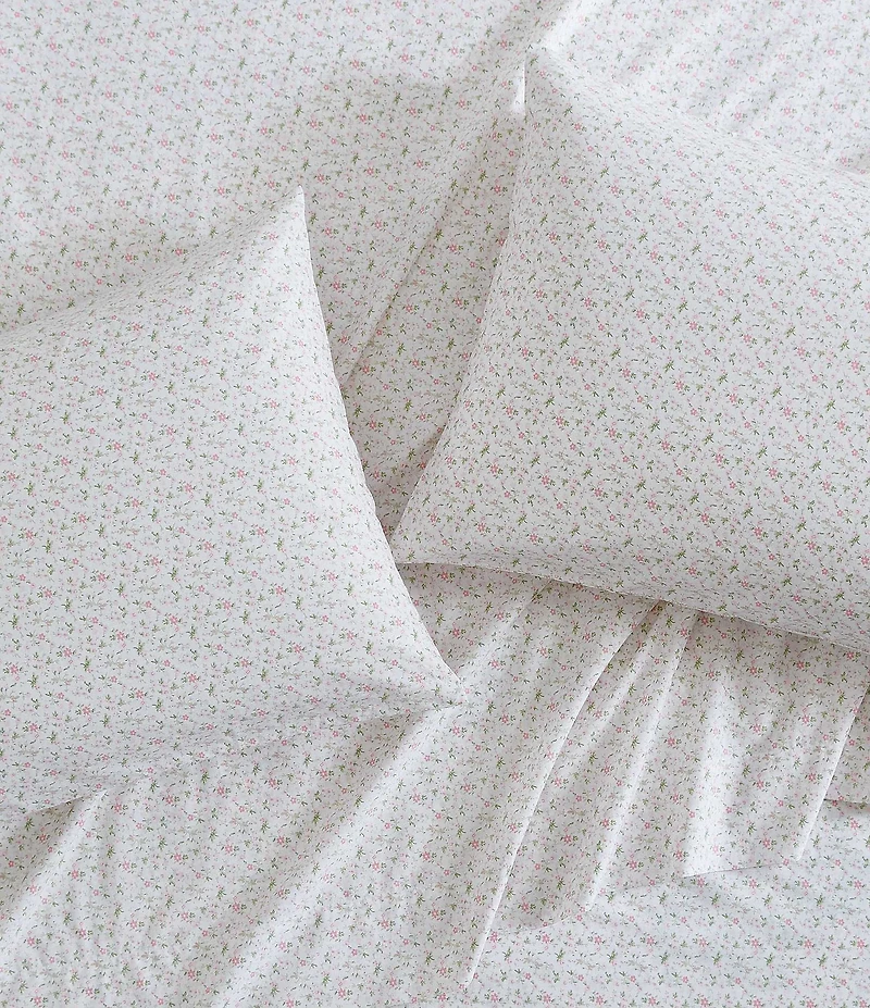 Laura Ashley Evie Pink Cotton Printed Percale Sheet Set