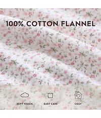 Laura Ashley Evie Pink Floral Cotton Flannel Sheet Set
