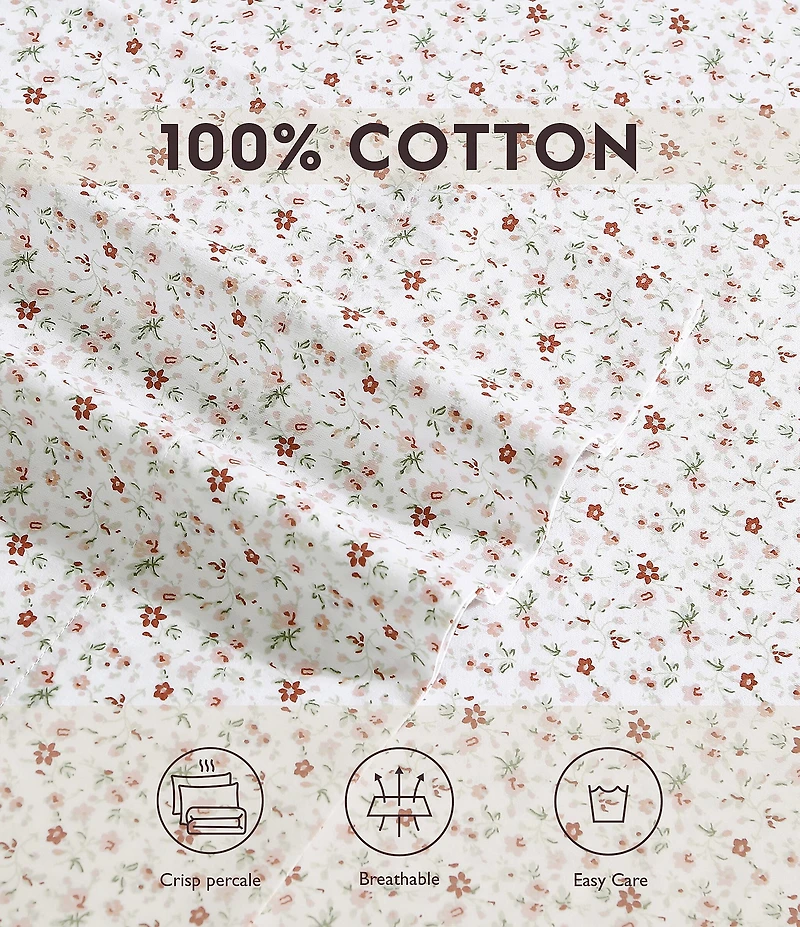 Laura Ashley Evie Pink Floral Cotton Sateen Sheet Set