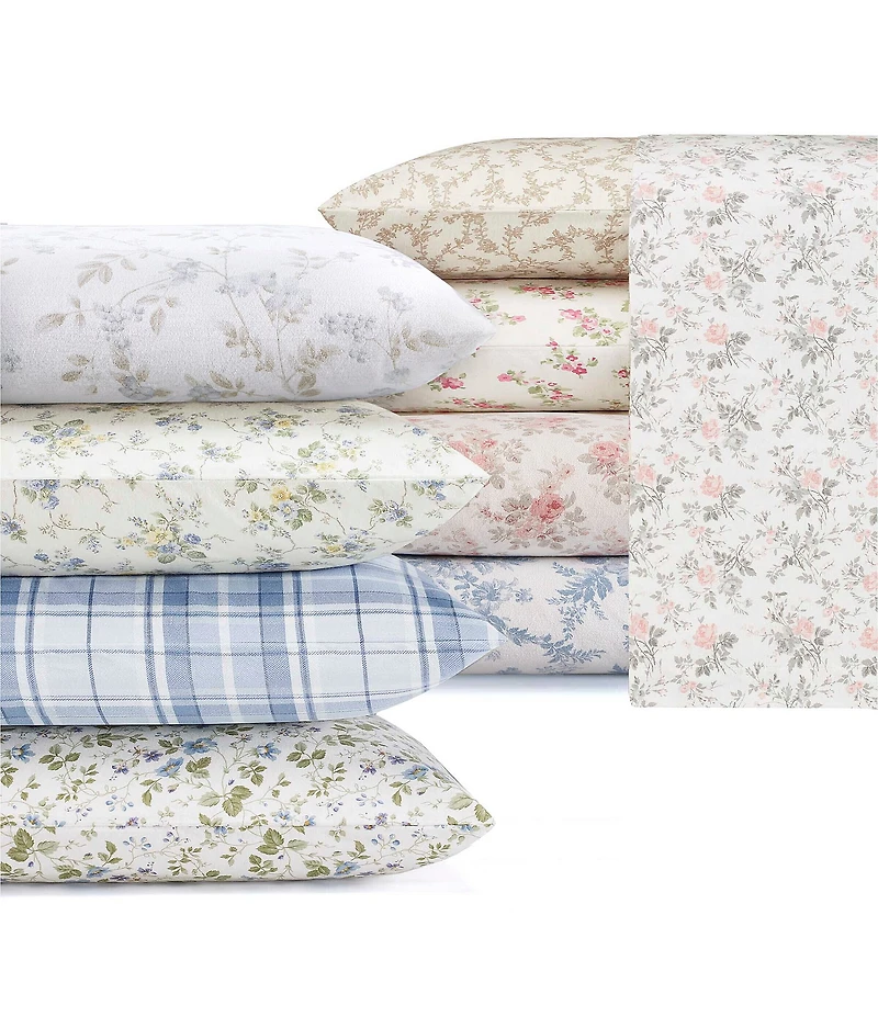 Laura Ashley Fawna Cotton Flannel Floral Pattern Sheet Set