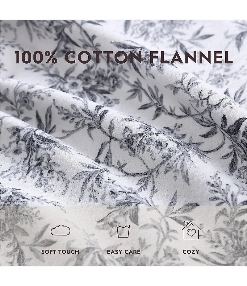 Laura Ashley Faye Toile Printed Cotton Flannel Sheet Set