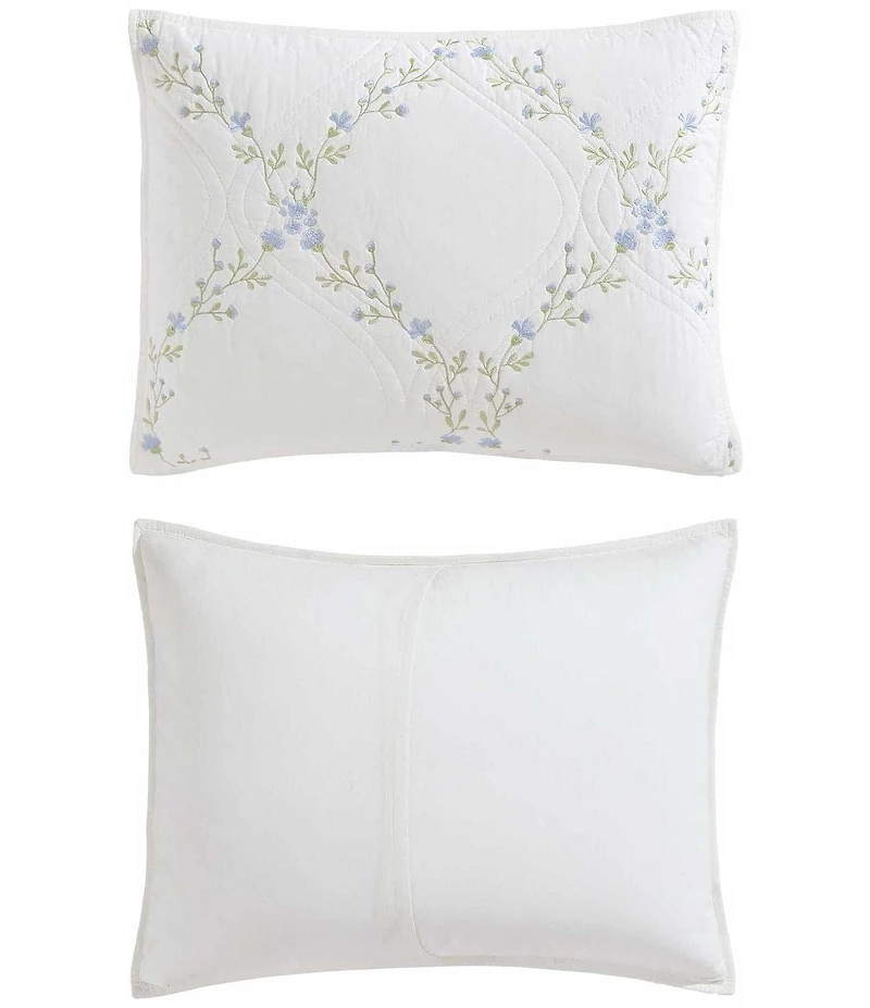 Laura Ashley Floral Embroidery Cotton Reversible Quilt Mini Set