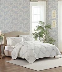 Laura Ashley Floral Embroidery Cotton Reversible Quilt Mini Set