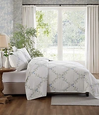 Laura Ashley Floral Embroidery Cotton Reversible Quilt Mini Set