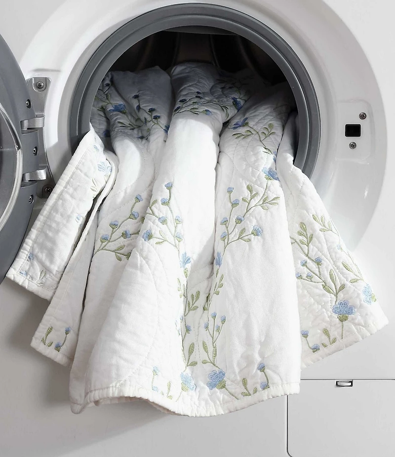 Laura Ashley Floral Embroidery Cotton Reversible Quilt Mini Set