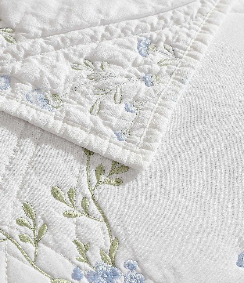 Laura Ashley Floral Embroidery Cotton Reversible Quilt Mini Set