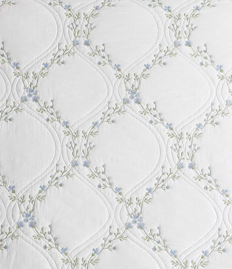 Laura Ashley Floral Embroidery Cotton Reversible Quilt Mini Set