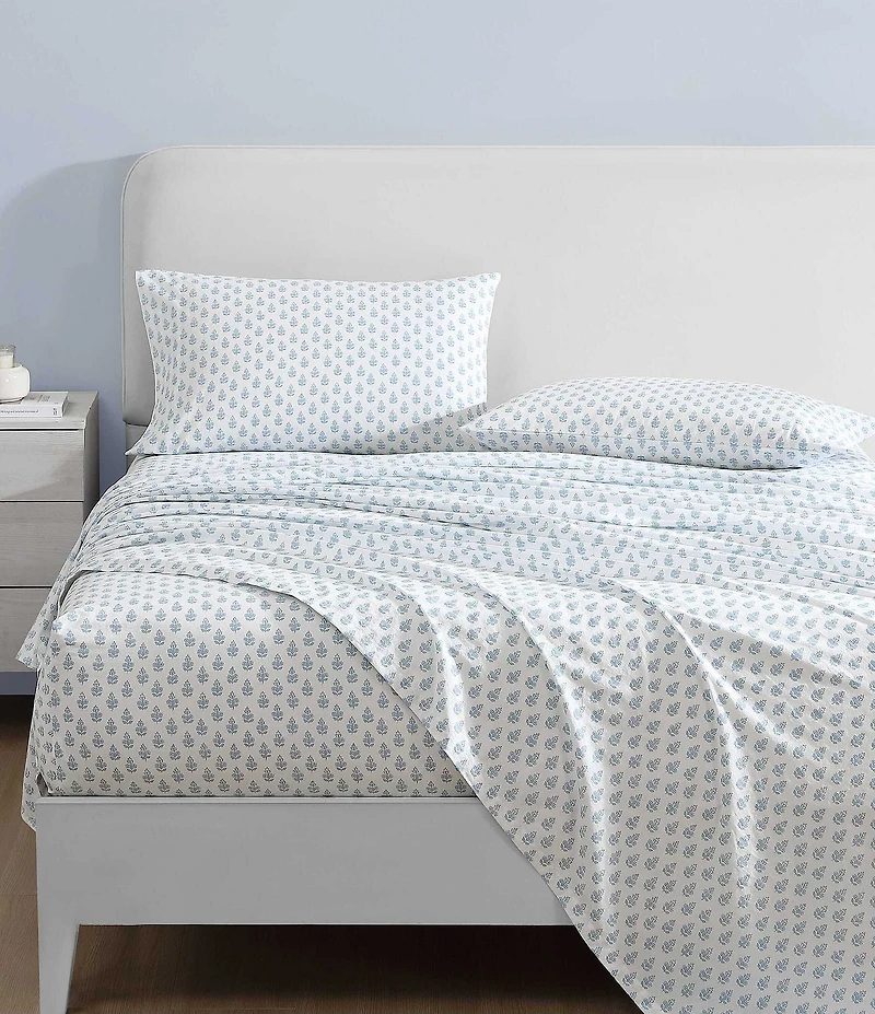 Laura Ashley Francesca Blue Percale Cotton Sheet Set