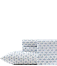 Laura Ashley Francesca Blue Percale Cotton Sheet Set