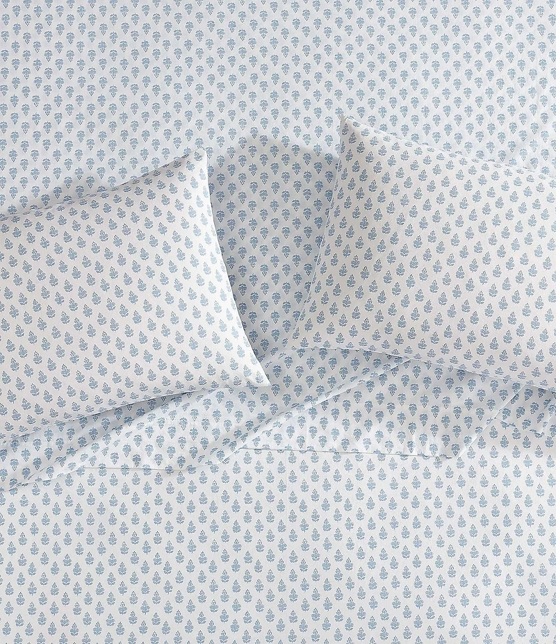 Laura Ashley Francesca Blue Percale Cotton Sheet Set