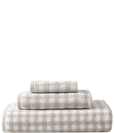 Laura Ashley Ginny Gingham Printed 3-Piece Cotton Bath Towel Set